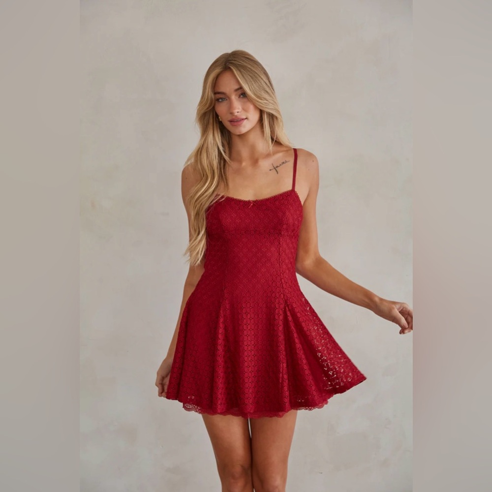 American Threads Betty Lace Fit and Flare Mini Dress